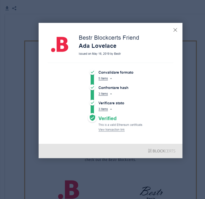 Verifica di un Blockcerts